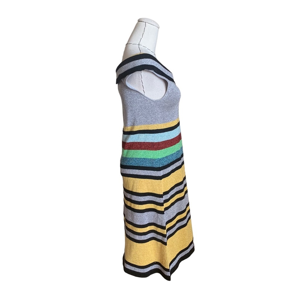 Vintage Y2k 2007 L.A.M.B. Metallic Stripe Knit Sweater Dress Gwen Stefani Medium - Picture 3 of 7